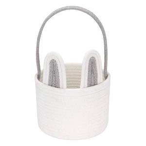 lot 10269 image: Sea Team Easter Bunny Basket for Eggs Hunt, Easter Eggs Bucket, Small Woven Cotton Rope Tote Bag with Rabbit Ears and Fluffy Tail for Kids, Easter Days Decoration, Party, Holidays, Gray