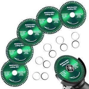 lot 10276 image: 5 Pack Tile Cutter Saw Blade for 4-12in Angle Grinder, Multi-Function Flat Cutting Diamond Disc Wheel Blade Thin 115mm for Grinding Jade, Crystal, Wine Bottles, Tile,Ceramic, Granite, Marble and Glass
