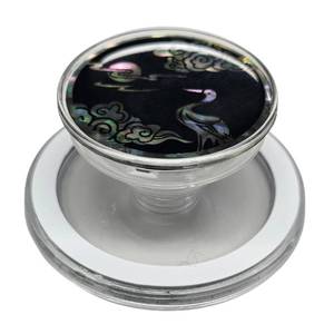 lot 10288 image: BENEPISYO MagSafe Phone Grip, Real Mother of Pearl Magnetic Phone Holder, Korean Folk Art (Crane and Moon) Removable Stand for iPhone 15 14 13 12 Pro Max Plus