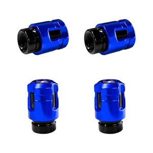 lot 10295 image: YTFRL 4 PCS Car Tire Valve Stem Caps, Unique Shape Corrosion-Resistant Aluminum Auto Wheel Valve Covers, Dustproof Leak-Proof Tire Air Caps for Trucks SUVs Motorcycles Bicycles (Blue)