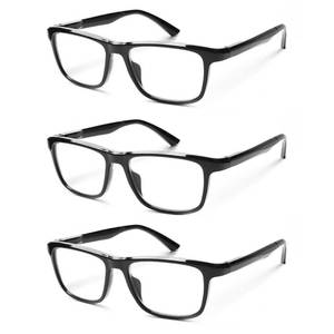 lot 10296 image: Henotin Blue Light Reading Glasses for Men - Traditional Frames - Readers with Spring Loaded Hinges (3 Pack Black, 2.50, x)
