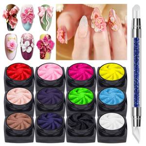 lot 10303 image: Freeorr 3D Nail Gel Set, 12 Colors Non-Sticky Sculpture Nail Gel Soak Off UV for Nail Art Painting Carved Drawing with 1 Carved Painting Pen, Manicure DIY Nail Art Design Salon