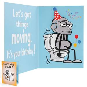 lot 10304 image: mountova Funny Prank Birthday Card for Men, 3D Toilet Pop Up Greeting Card, Gag Gift for Dad Husband Brother Friend, 30-80th Humorous Birthday Gift