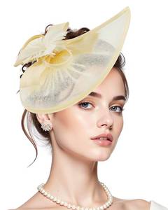 lot 10317 image: Fascinators Hats for Women Kentucky Hat Derby Tea Party 2026 Pillow Top for Wedding Cocktail Headwear Beige One Size