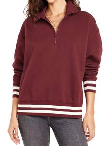 lot 10326 image: Dsewpaur Women�s Half Zip Sweatshirts Collar Long Sleeve Stripes Pullover Loose Sweater Y2k Casual Pullover Top Clothes 2030 Burgundy Medium