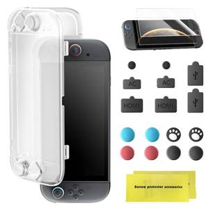 lot 10327 image: Protective Case for Switch 2, AOLION Accessories for Switch 2 with Clear Acrylic Shell, Dust Plugs, Tempered Glass Screen Protector for Switch 2 and 8 Silicone Thumb Grips Light