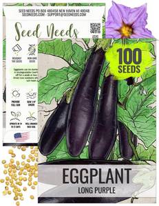 lot 10332 image: Seed Needs Eggplant Seeds for Planting Long Purple Eggplants - Non-GMO Heirloom and Untreated Annual Crops - Grow a Home Grown Vegetable Garden Outdoors (1 Pack)