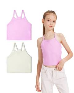 lot 10343 image: Sascina Girls Cami Bras 6-7 Kids Training Tank Tops for Girls Double Lined Camisole Kids Dance Bras, Blush PinkWhite XS Small