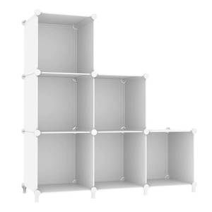 lot 11592 image: AWTATOS Cube Storage Organizer, Storage Cubes Shelves Bookshelf, 6 Cube Closet Organizers and Storage, DIY Stackable Plastic Clothes Organizer Shelving for Bedroom, Home, White