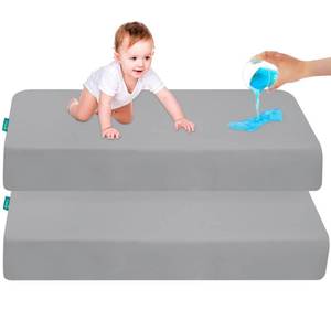 lot 11599 image: Biloban Pack and Play Sheets Waterproof 2 Pack Fitted, Compatible with Baby Graco Pack n PlayPlayard and Other 38in X 26in Playpen Mattress, Grey