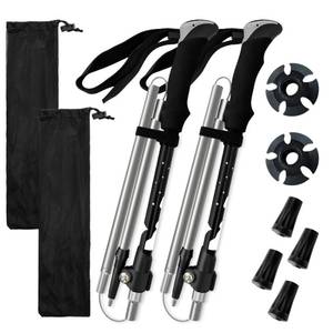 lot 11600 image: Collapsible Trekking Poles for Hiking - Lightweight Foldable Hiking Poles, 2 Pack Adjustable Aluminum Walking Sticks with for Men, Women, Kids, Seniors, Walking Poles for Backpacking, Camping, Travel