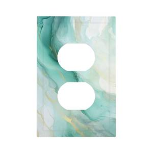 lot 12293 image: Lqzazyr Outlet Covers Teal Gold Marble Abstract Fluid 1 Gang Duplex Electrical Socket Cover Light Switch Cover Plate Decorative Switch Plate Covers For Living Room Home Decor