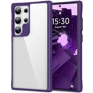 lot 12300 image: HOOMIL Case for Samsung Galaxy S22 Ultra 5G 6.8-Inch, Non-Yellowing, Drop Protection, Anti-Scratch Transparent Hard Back Phone Cover - Clear Purple