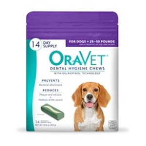 lot 12307 image: OraVet Dental Care Hygiene Fresh Chews for Medium Dogs  25-50 lbs  14 Count