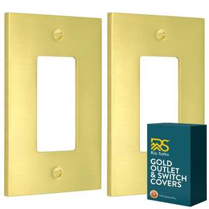 lot 12308 image: Rio Salto Modern Metal Vibrant Yellow Gold Wall Outlet Cover or Light Switch Cover Rocker Electrical Switch Covers Decorator Plug Wall Plate Electric MIDSIZE Receptacle (Rocker, 1-Gang, 2-Pack)