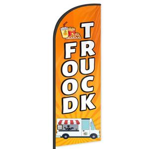 lot 12327 image: Food Truck Feather Flag for Business Advertising 6 FT Swooper Flag for Storefronts Retailers Shops Events and Fairs (Flagpole Not Included)