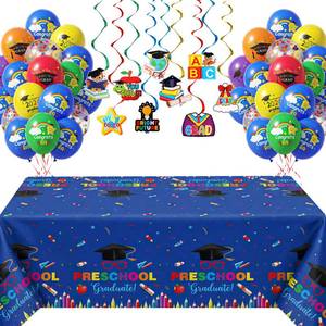 lot 12328 image: Wettarn 47 Pcs 2026 Pre School Graduation Decorations Pre k Graduation Decorations Include Kindergarten Table Cover 10 Congrats Hanging Swirl 36 Pcs Graduate Balloon for Congrats Grad Party(Blue)