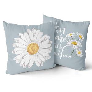 lot 12330 image: Sweetshow Daisy Pillow Covers 18x18 Inch Set of 2 Farmhouse Summer Spring Daisy Bloom Pillows Floral Blue Decorative Throw Pillow Covers Soft Cotton Cushion Cover for Home Sofa Couch Bedroom
