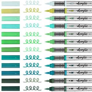 lot 12337 image: Mifuner Acrylic Paint Pens Set,12Colors Soft Brush Tip Acrylic Paint Markers, Direct-Liquid Ink System,Colored Marker Pen for Rocks,Wood,Ceramic,Canvas, Eggs DIY Painting Art Supplies.Blue (Not As Pictured) Pink