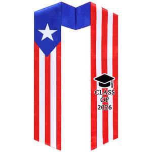 lot 12340 image: Sasylvia Puerto Rican Graduation Stole Puerto Rico Flag Graduation Stole Sash Scarf Class of 2026 Countries Sash Honor for Study Abroad International Students