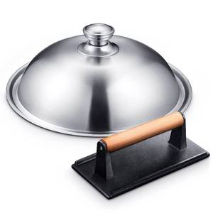 lot 13180 image: HOMENOTE Griddle Accessories for Blackstone, Commercial Grade 12 Inch Heavy Duty Melting Dome with Rectangle Cast Iron Smash Burger Press Perfect for Flat Top Hibachi Grill Indoor Outdoor