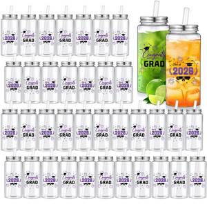 lot 13181 image: Pickmesh 36 Pcs Reusable Graduation Cups 13.5 oz Clear Plastic Tumblers with Lids and Straws Class of 2026 Party Supplies for Graduation Decorations and Congrats Grad Events (Purple,Black)