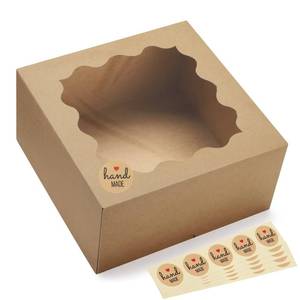 lot 13191 image: Eupako Auto-popup 10x10x5 Cake Boxes with Window, 24pcs Quick Fold Brown Bakery Boxes, Easy Assemble Gift Box for Pies, Cookies, Pastries, Chocolates, Party, Wedding