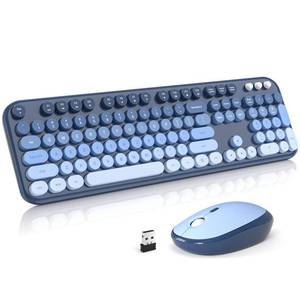lot 13193 image: Atelus Wireless Keyboard and Mouse Combo, Typewriter Full Size Keyboard with Number Pad, Ergonomic Design for Windows PC Computer Laptop Desktop, Home and Office Use -Blue