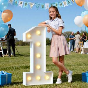 lot 13195 image: imprsv Plastic Marquee Numbers 3FT Light Up Numbers 1 for Outdoor Party, Large Light Up Sign 1 for Anniversary Party Backdrop