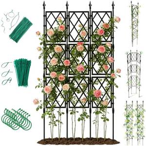 lot 13199 image: Jesosia Garden Trellis for Climbing Plants Outdoor - 65in PE-Coated Metal Pipes and Plastic Grids Rose Wall Trellis Frame - Sturdy Privacy Screen Plant Support Fence for Flowers Vines Vegetables