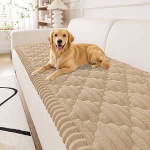 lot 13206 image: Smiry Couch Cover for Dogs Washable, Non Slip Fuzzy Pet Sofa Protector, Soft Thick Furniture Cover for Sofa, Loveseat and Sectional, Scratch and Pet Hair Resistant (Khaki, 27.6in x 59in)