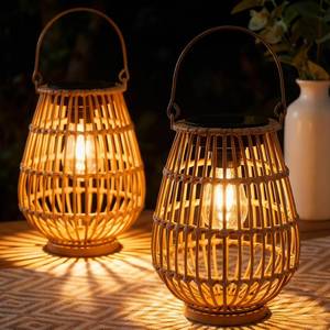 lot 13218 image: Solar Lanterns Outdoor, Handwoven Waterproof Hanging Rattan Solar Lights Gifts for Women Christmas Birthday Lamp Lights, Decoration for Outside Yard Garden Porch Patio Trees Lawn Pathway, 2 Pack