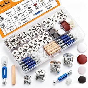 lot 14141 image: Sunxeke 170PCS Cam Locks for Furniture,3-in-1 Eccentric Hardware Wheels,Furniture Fasteners and Connectors with Multi-Size Nuts,Bolts and Wood Dowel Pins-Assortment Kit for Furniture AssemblyRepair