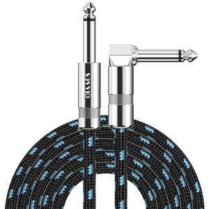 lot 14149 image: Sovvid 10FT Instrument Cable - Electric Guitar and Bass Cable with Right Angle 14 Inch Connector - Black and Bluetest
