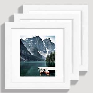 lot 14152 image: Hongkee 6x6 White Picture Frames set of 3, Made of Wooden and Real Glass Square Photo frame - Displays 4x4 Picture With Mat or 6 x 6 Without Mat, Desktop and Wall Collage Frame set