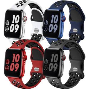 lot 14169 image: Adorve 4 Pack Sport Bands Compatible with Apple Watch Bands for Men Women 49mm 46mm 45mm 44mm 42mm 41mm 40mm 38mm,Breathable Soft Silicone Strap for iWatch Band Series 11 10 SE Ultra 9 8 7 6 5 4 3 2 1