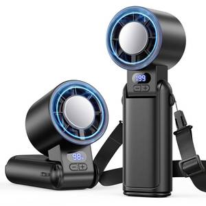 lot 14184 image: Deyhoc Portable Handheld Turbo Fan, 1-199 Speed Adjustable with LED Display, High-Power Motor, Rechargeable Battery, 4 IN 1 Pocket Design Mini Fans for IndoorOutdoorTravelWork, Black