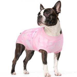lot 14188 image: Kuoser Dog Surgery Recovery Suit, Anti Licking Surgical Suit for Dogs Male Neuter, Soft Dog Surgery Suit Female Spay Subsititute E-Collar Cone, Doggie Body Suits After Surgery Pink Tie Dye M