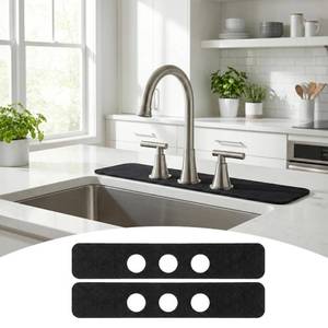 lot 14192 image: 2PCS Faucet Mat for Bathroom Sink 3 Holes 24��Lx4.5��W Splash Guard Fits 8 Inch Widespread Farmhouse Vintage Bridge Kitchen Vanity Faucet - Drip Catcher for Irregular Sink