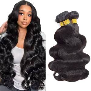 lot 14204 image: 30 32 34 inch Vinmdonm Body Wave Bundle Human Hair Natural Black Body Wave Bundles 100percent Unprocessed Brazilian Virgin Hair 3 Bundles 155g