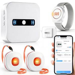 lot 14218 image: Daytech Wi-Fi Wireless Caregiver Call Button for ElderlyPatient, App Alert Systems for Seniors Patients and People with Disabilities  1 SOS Alert Watch  2 Wireless Call Buttons  1 Receiver