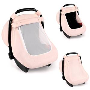 lot 14240 image: Hooyax Muslin Car Seat Cover Baby - Breathable and Privacy Car Seat Canopy with 3 Modes - Easy Install and Gift Box Packaging, Universal Fit for Infant Car Seats, Pink