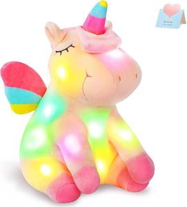 lot 14250 image: Athoinsu Light up Pink Unicorn Stuffed Animal Soft Plush Toy with LED Colorful Night Lights Glowing Birthday Childrenfts Day Gifts for Kids Toddler Girls Women, 12ftft