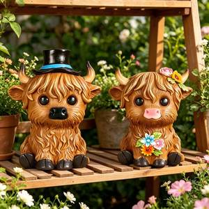 lot 14277 image: nawaza Highland Cow Statue Resin 2 pcs Birthday Gifts for Women,Mom,Highland Cow Gifts Beautifully Crafted Home Office Farmhouse Kitchen Decorations Figurine