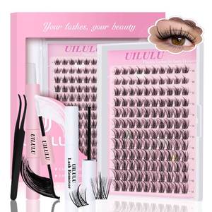lot 14278 image: Natural Lash Clusters Kit with Spikes 10-18mm Mix D Curl DIY Extension Eye Natural Lashes False Wispy EyeLash Cluster with Bond and Seal, Glue Remover, Tweezers (U27 Lash Kit)
