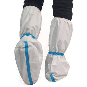 lot 14287 image: ZMDREAM Hazmat Boot and Shoe Covers 6 Pairs Disposable Knee High Booties Non-Slip and Waterproof White 18 inches Tall