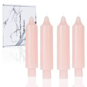 lot 14302 image: LPUSA Light Pink Short Taper Candles 6 inch Candle Sticks Unscented Dinner Candle Dripless for Home Decor,Set of 4
