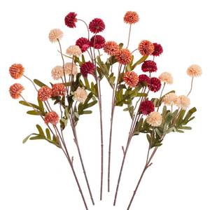 lot 19250 image: SITUMEIZI Faux Silk Pompon Mum Artificial Burnt Orange Flowers Fake Mini Chrysanthemum Flowers Mums 6Pcs for Home Party Wedding Decorations