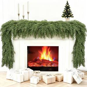 lot 19262 image: 6FT Faux Cedar Garland, Real Touch Christmas Cypress Garland, Realistic Pine Cypress Bendable Branches for Mantel Decor Fireplace Staircase Table Centerpiece Indoor Outdoor Holiday Winter Decor