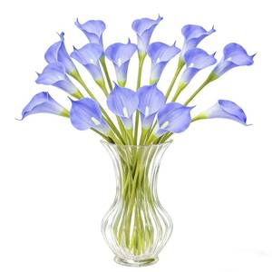 lot 19263 image: GrainBuds Blue Calla Lily Artificial Flowers 22PCS 25in Real Touch Long Stem Faux Calla Lillies for DIY Wedding Bouquet Party Home Decor (Blue)